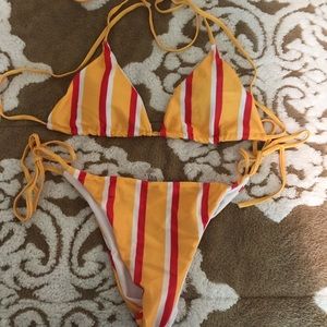 Yellow-Red Striped Bikini